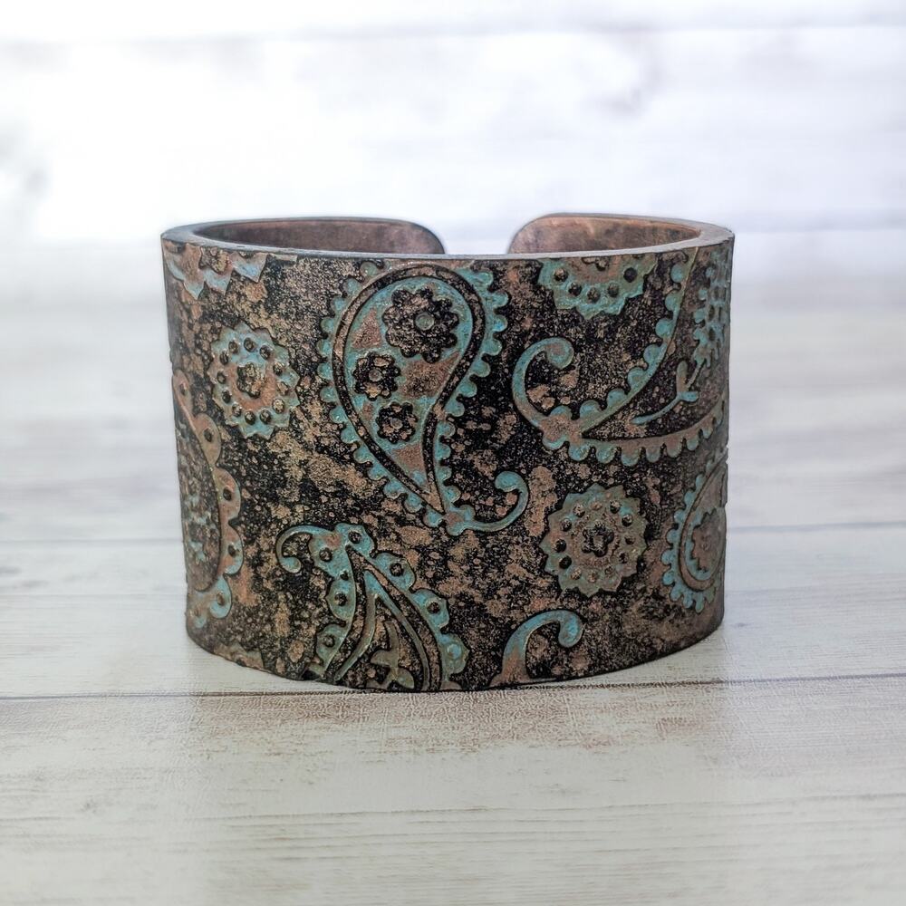 Adriana Allen Statement Cuff Bracelet Copper Patina Style